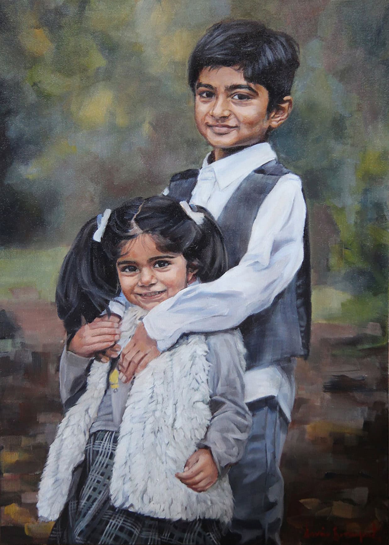 Ishah and Anaya, Portrait by Davina Bosanquet